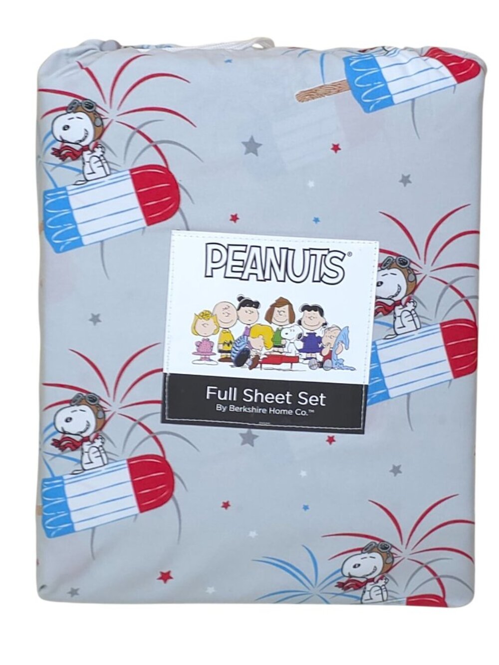Peanuts Snoopy Full Double Sheet Set By Berkshire Fireworks Popsicles Summer USA